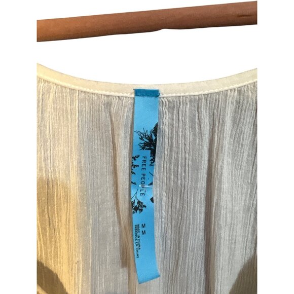 Free People Womens Medium Long Sleeve White Blouse With Embroidered Detail - Picture 2 of 5